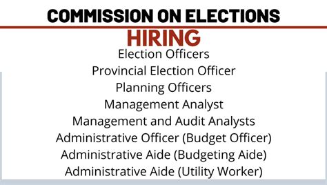 Comelec hiring: Commission on Elections Job vacancies.
